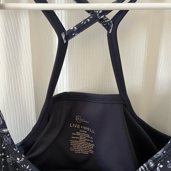 Live Well Active Navy and White Patterned Swim Top - Picture 3 of 4